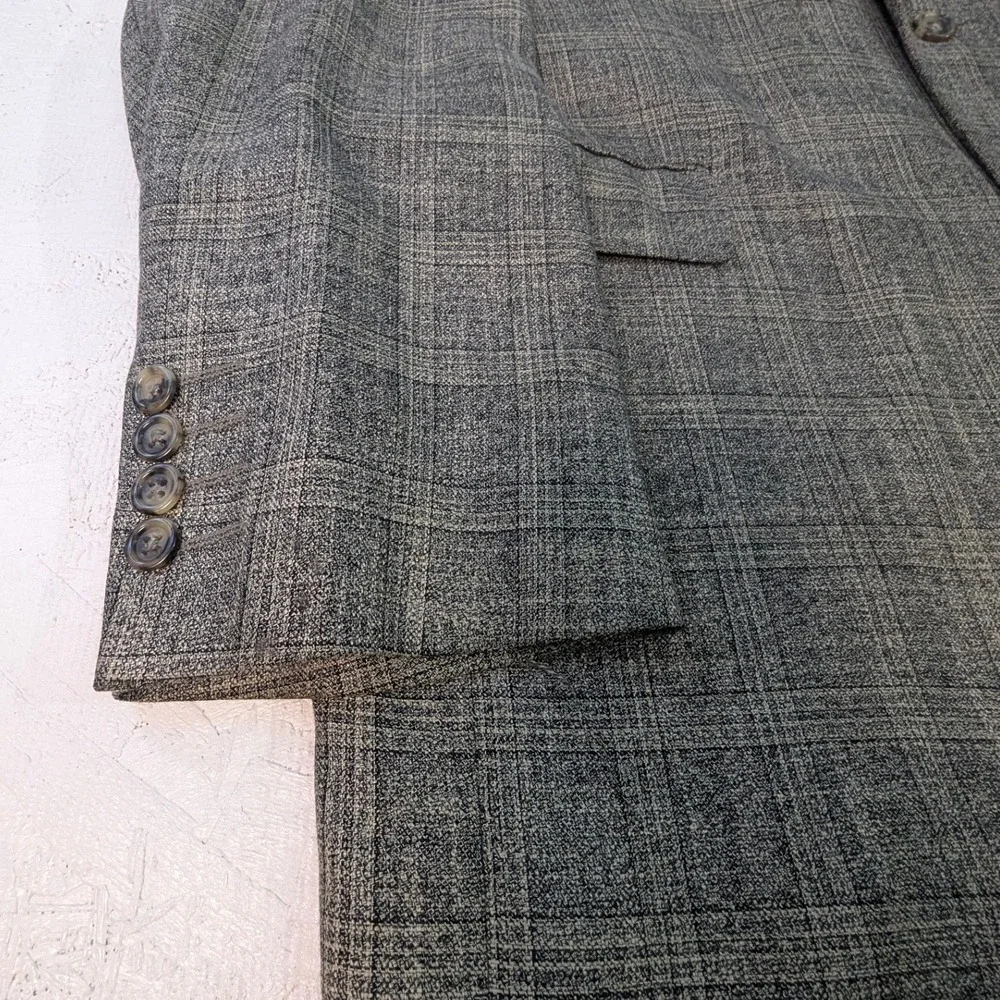 Jack Victor‎ Montreal Wool Blazer 43L Gray Plaid Sport Coat READ